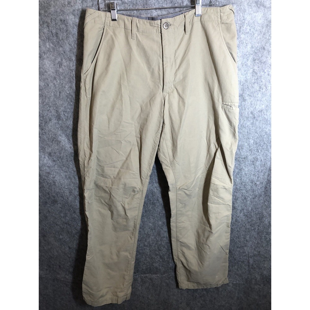 Patagonia Pants Mens Tan 35 Organic Cotton Straight Stretch‎ Hike Trek Gorp